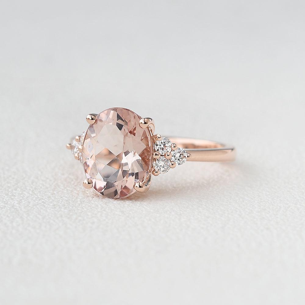 3ct Morganite Oval Classic Rose Gold Ring - Felicegals