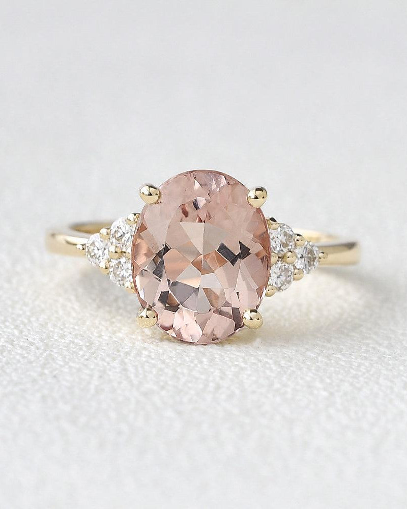 3ct Morganite Oval Classic Rose Gold Ring - Felicegals