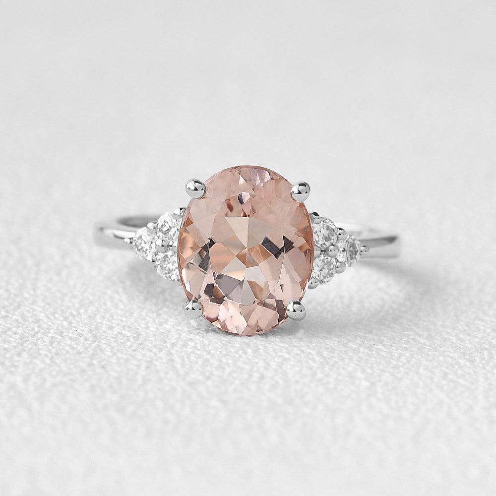 3ct Morganite Oval Classic Rose Gold Ring - Felicegals