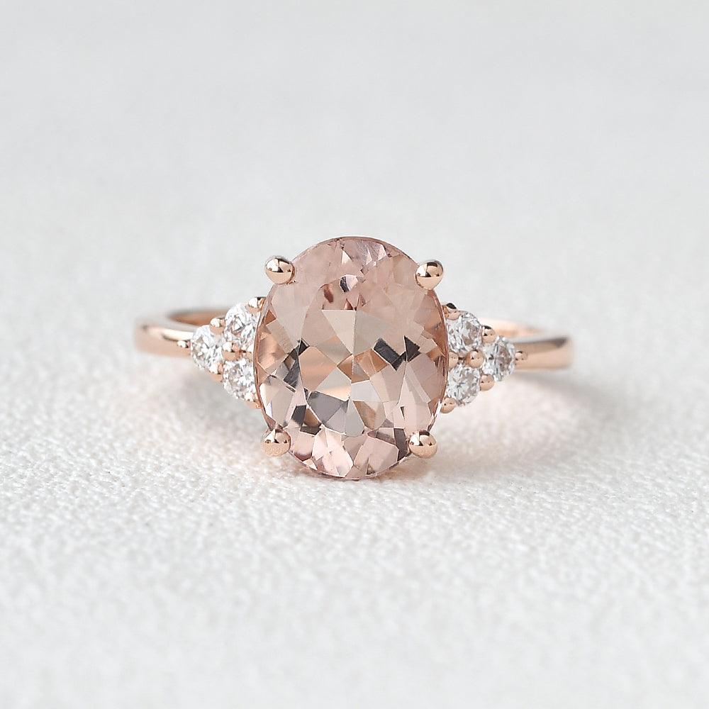 3ct Morganite Oval Classic Rose Gold Ring - Felicegals