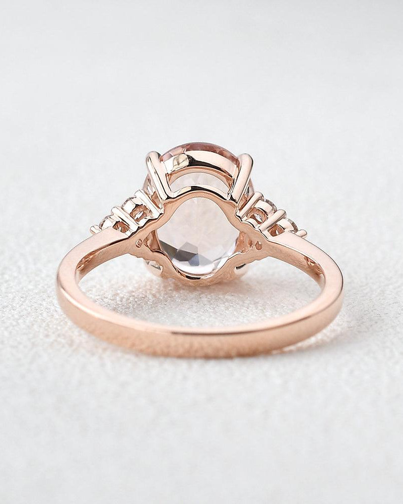 3ct Morganite Oval Classic Rose Gold Ring - Felicegals