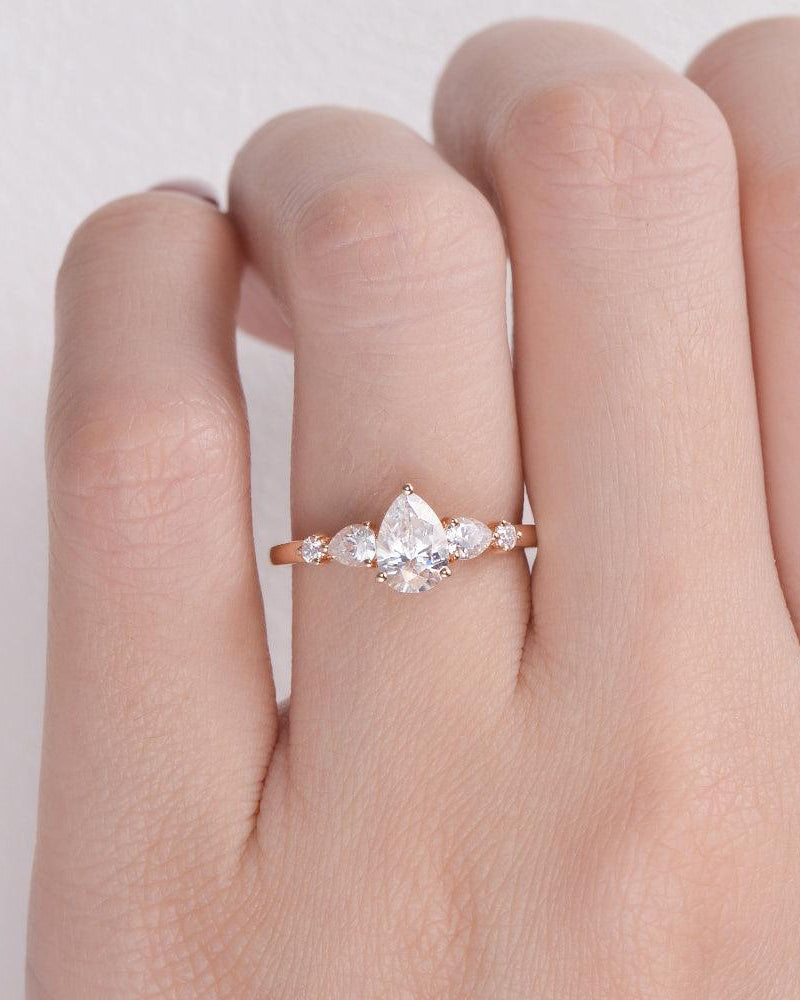 Pear Shaped Moissanite Rose Gold Ring - Felicegals