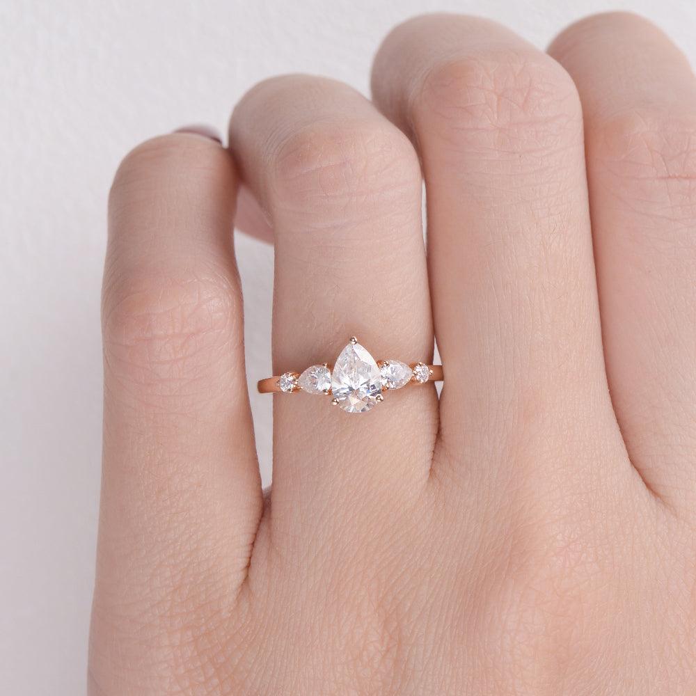 Pear Shaped Moissanite Rose Gold Ring - Felicegals