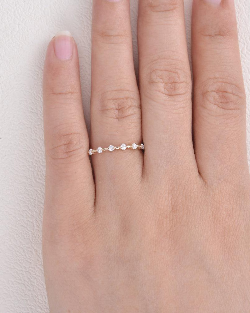 Minimalist Moissanite Wedding Band - Felicegals