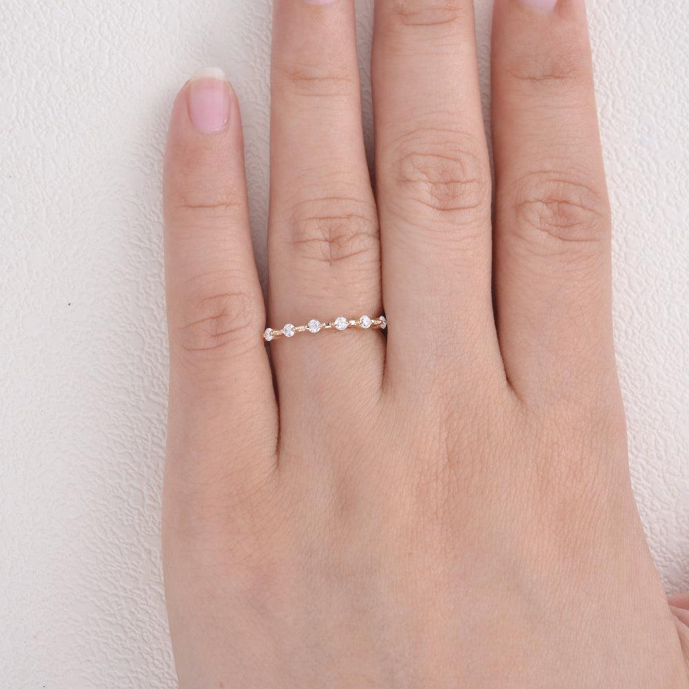 Minimalist Moissanite Wedding Band - Felicegals