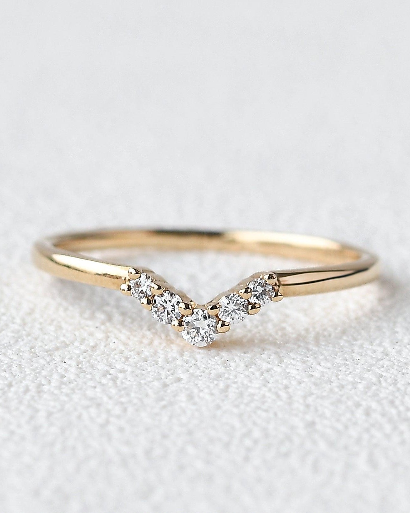 Chevron V Shaped Moissanite Yellow Gold Ring - Felicegals