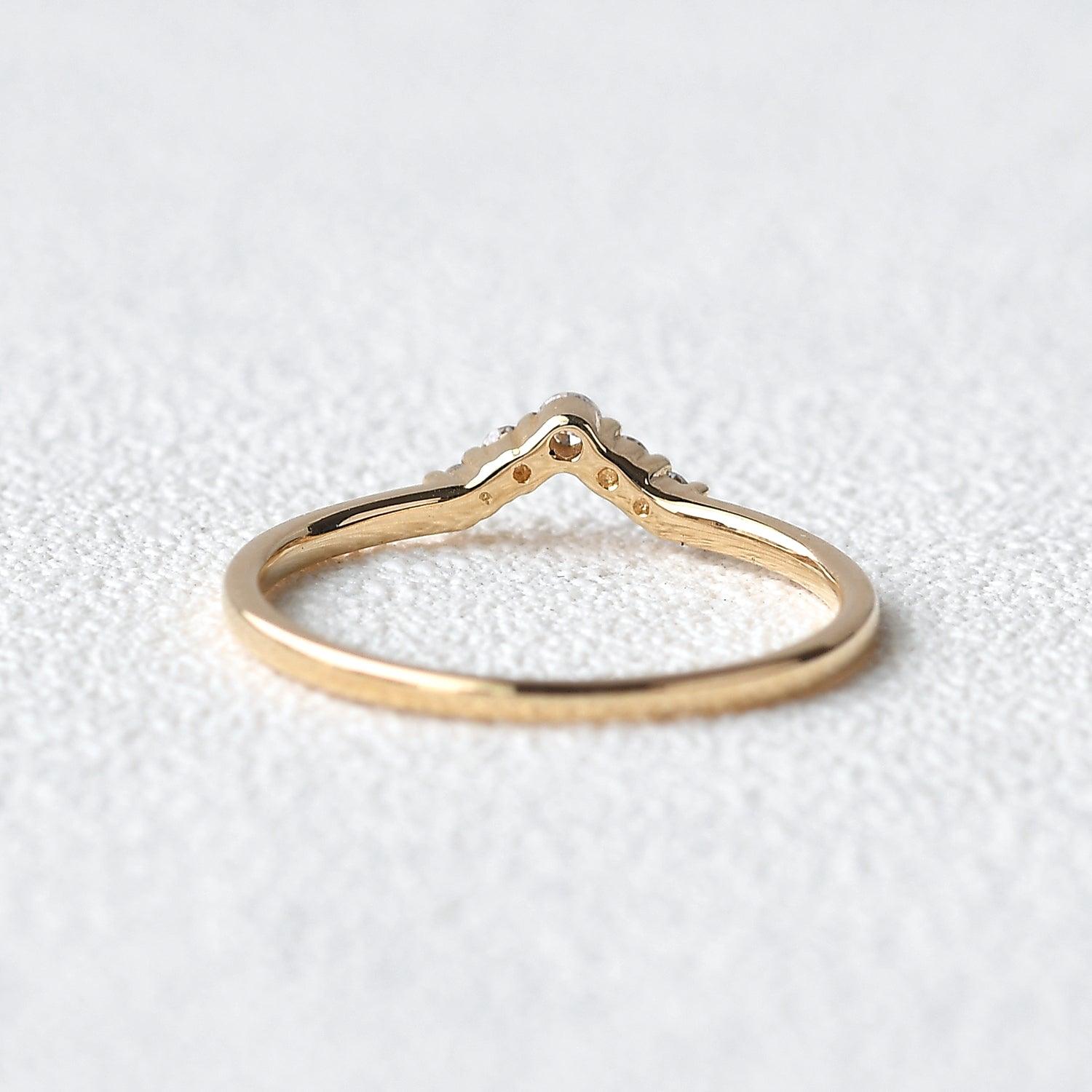 Chevron V Shaped Moissanite Yellow Gold Ring - Felicegals