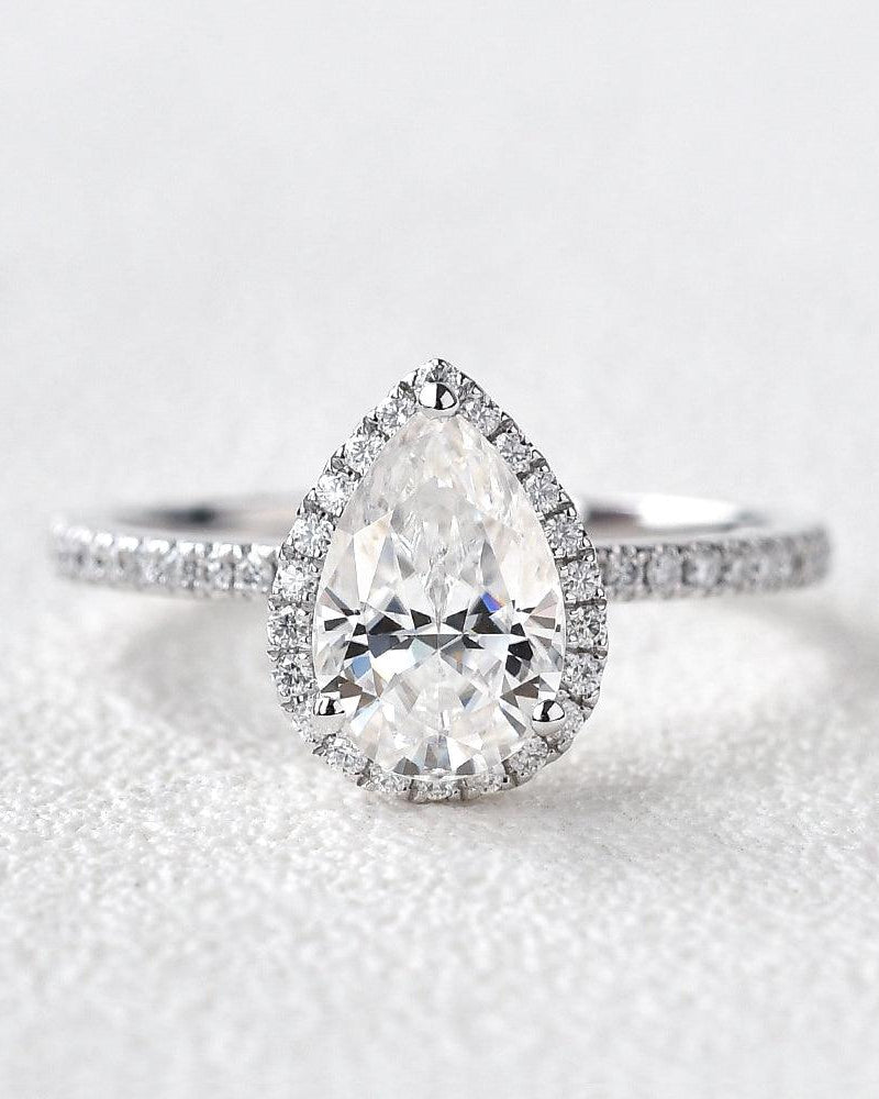 Aura pear-shaped moissanite wedding ring - Felicegals