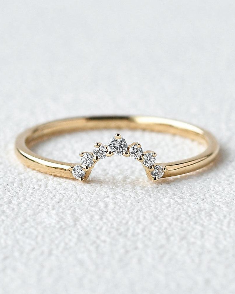 Moissanite Curved Yellow Gold Ring - Felicegals