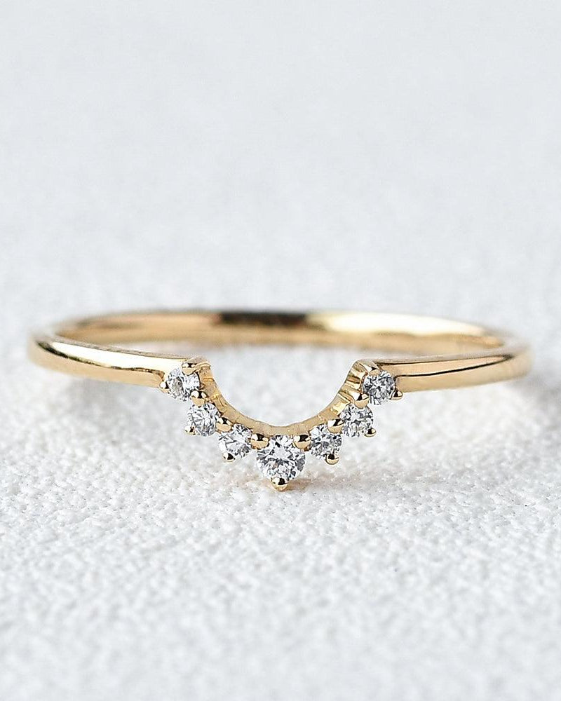Moissanite Curved Yellow Gold Ring - Felicegals