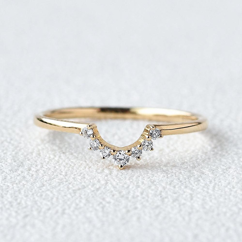 Moissanite Curved Yellow Gold Ring - Felicegals
