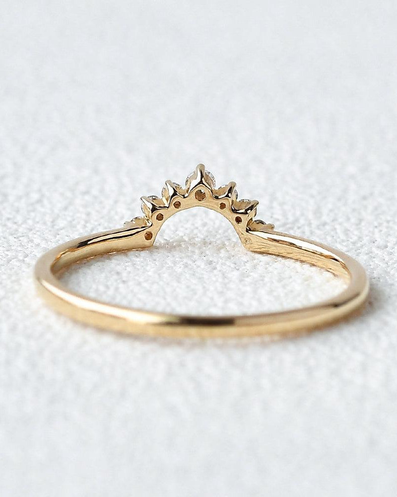 Moissanite Curved Yellow Gold Ring - Felicegals