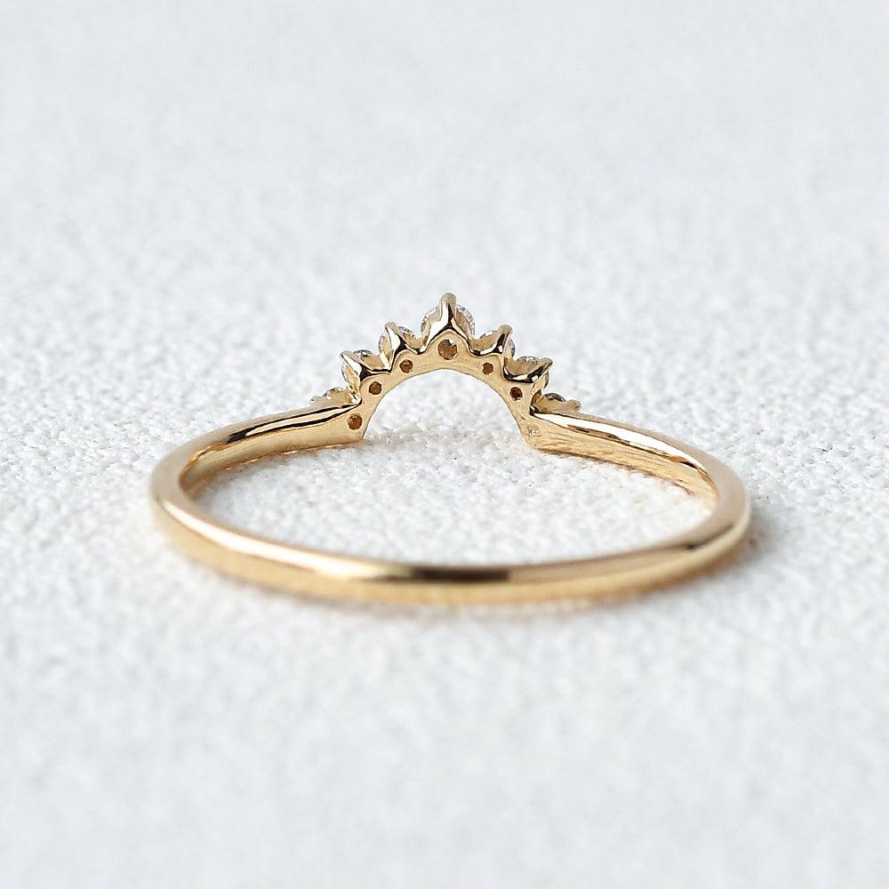 Moissanite Curved Yellow Gold Ring - Felicegals