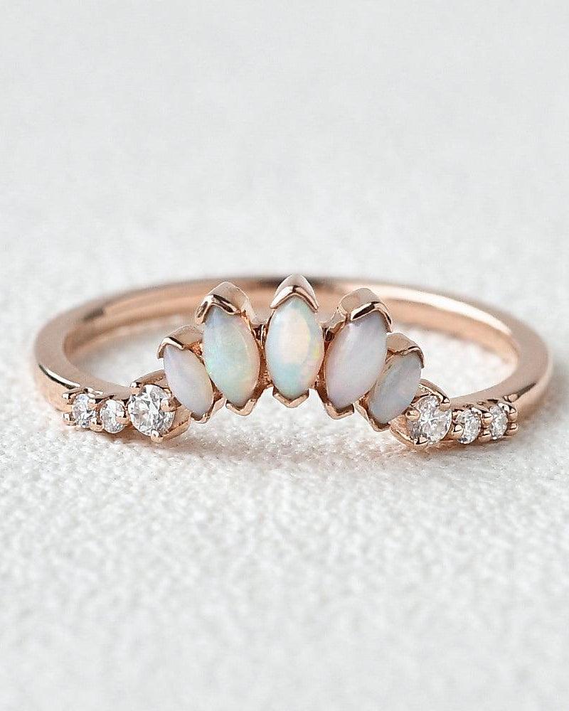 Natural Marquoise Opal Band Ring - Felicegals