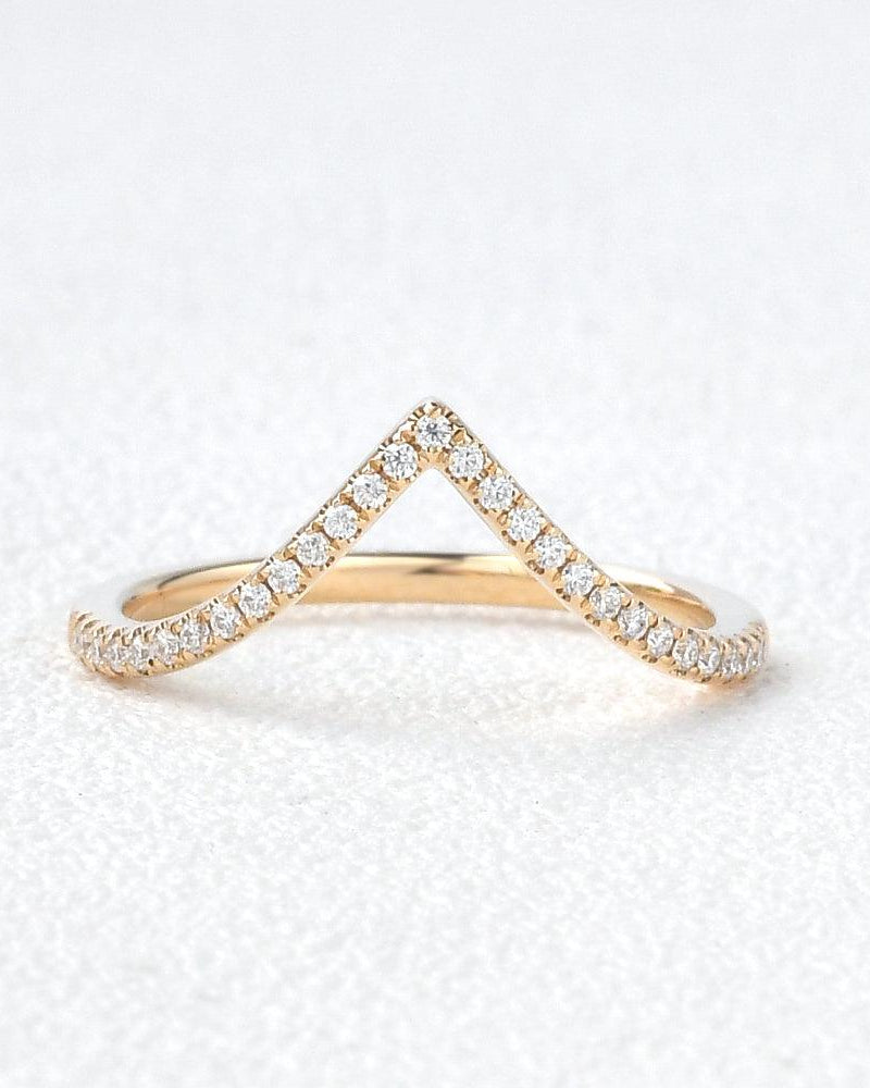 Chevron Moissanite Stacking Wedding Band - Felicegals