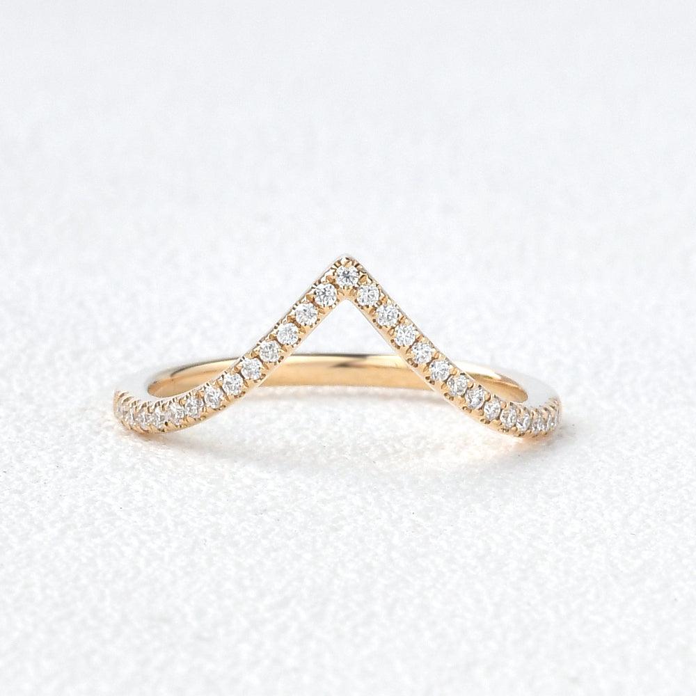 Chevron Moissanite Stacking Wedding Band - Felicegals