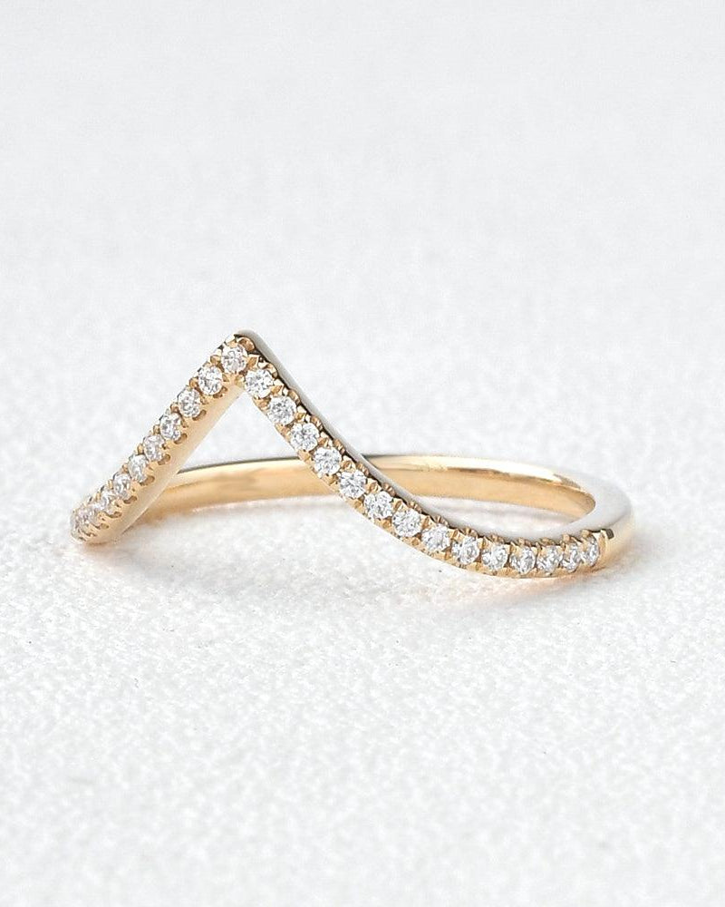 Chevron Moissanite Stacking Wedding Band - Felicegals