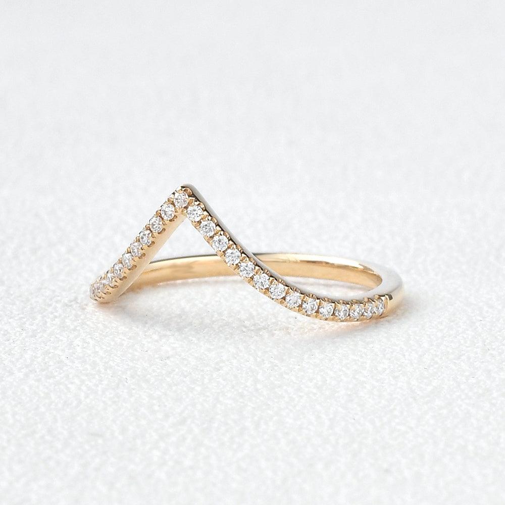 Chevron Moissanite Stacking Wedding Band - Felicegals