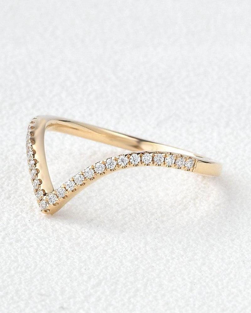 Chevron Moissanite Stacking Wedding Band - Felicegals