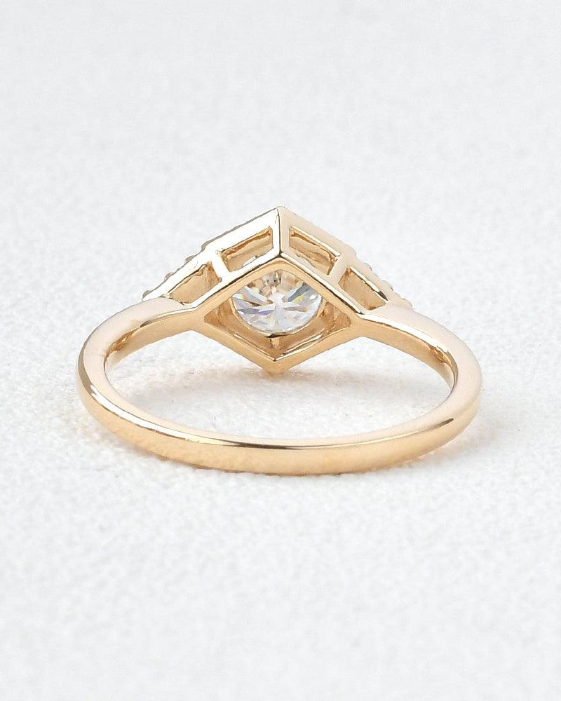 Geometric Moissanite Yellow Gold Ring - Felicegals