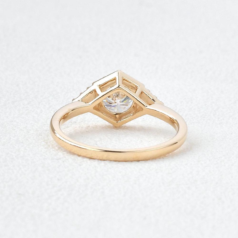Geometric Moissanite Yellow Gold Ring - Felicegals