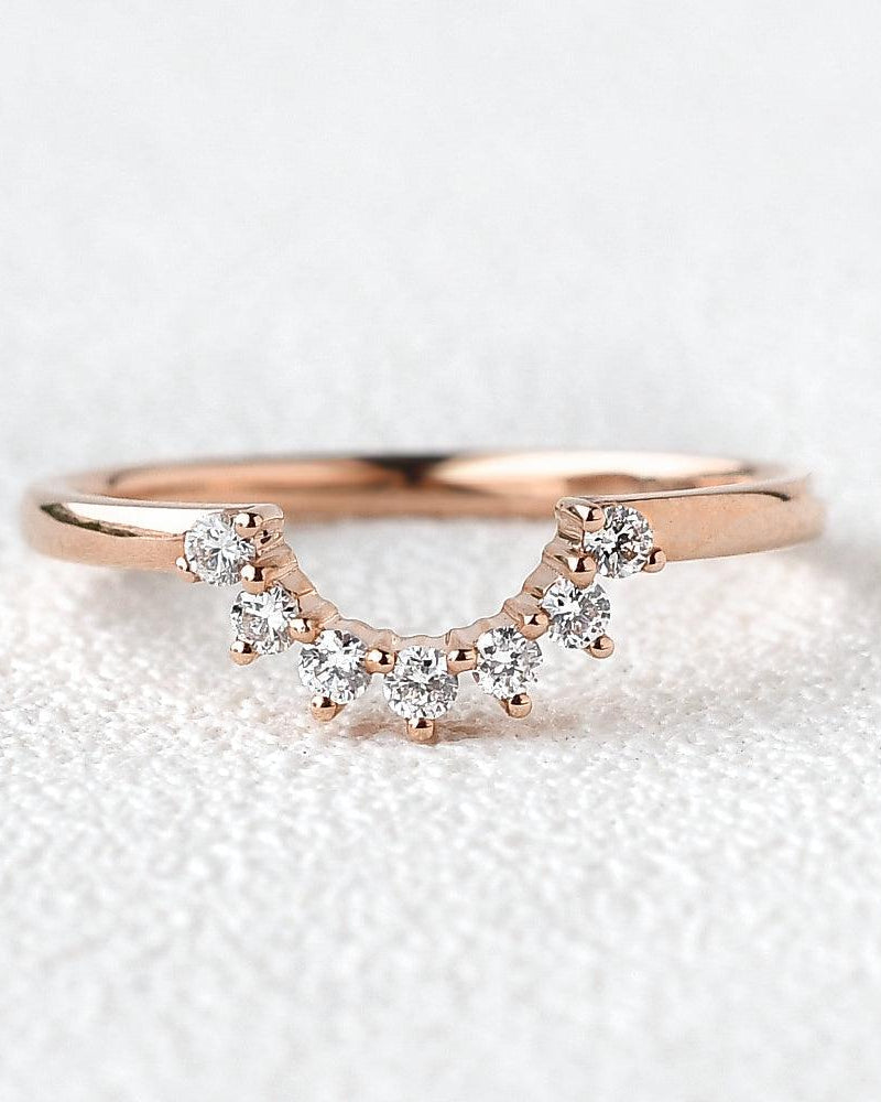 Moissanite Curved Yellow Gold Ring - Felicegals