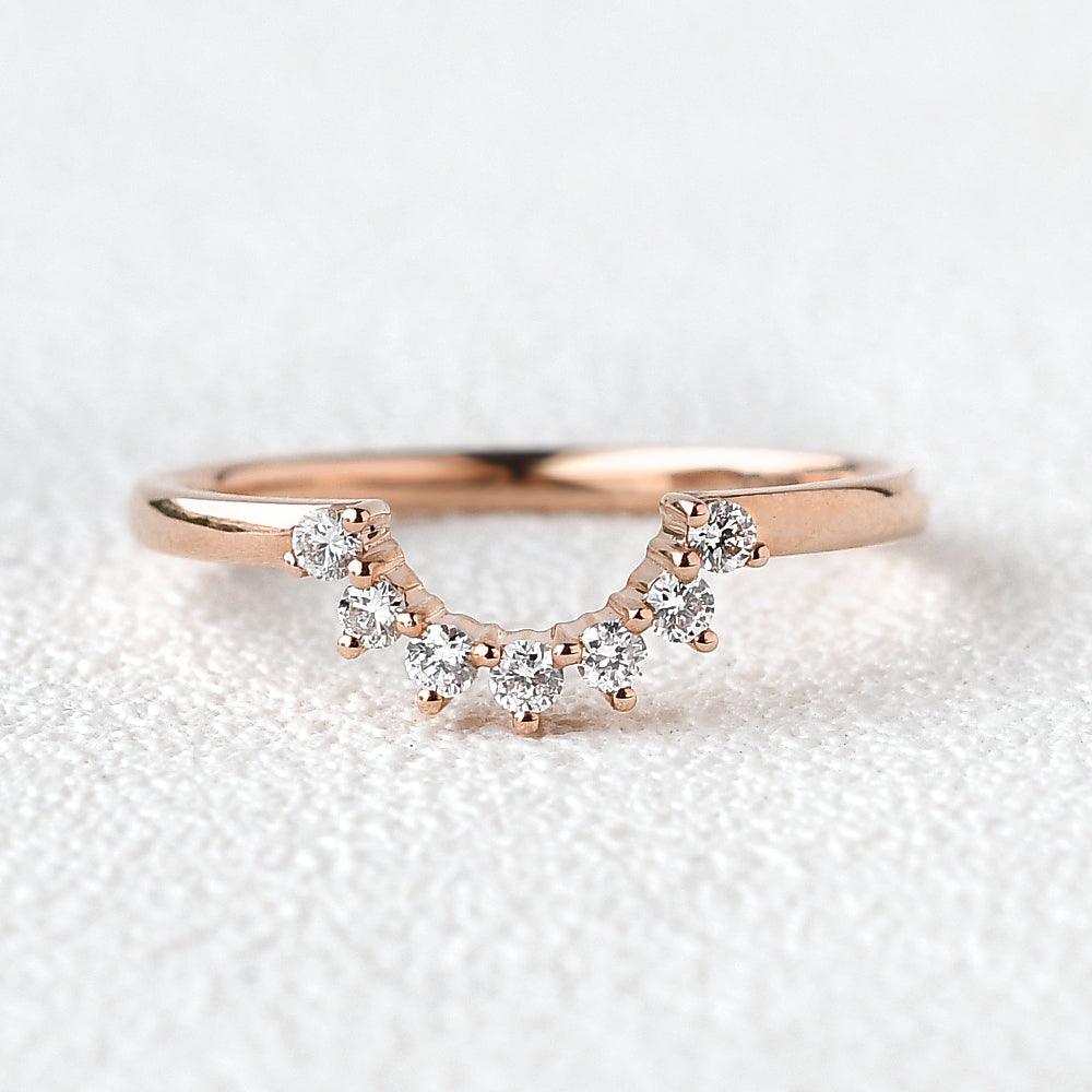 Moissanite Curved Yellow Gold Ring - Felicegals