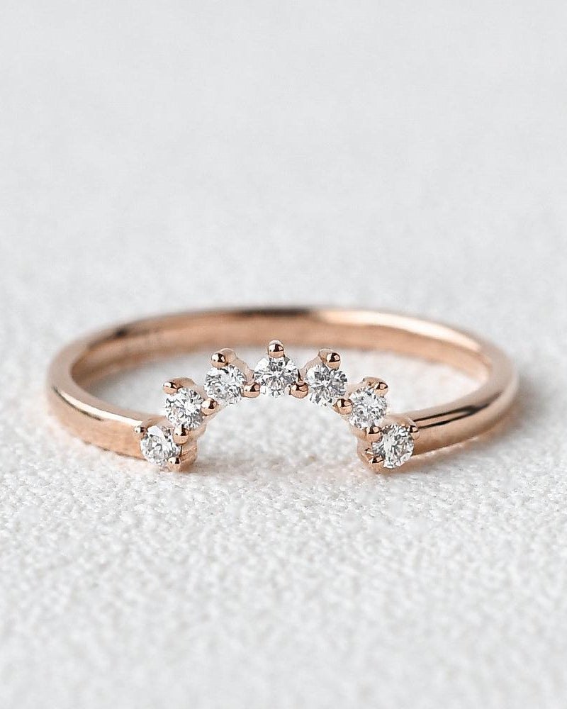 Moissanite Curved Yellow Gold Ring - Felicegals