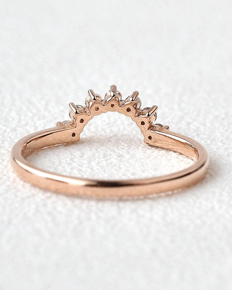 Moissanite Curved Yellow Gold Ring - Felicegals