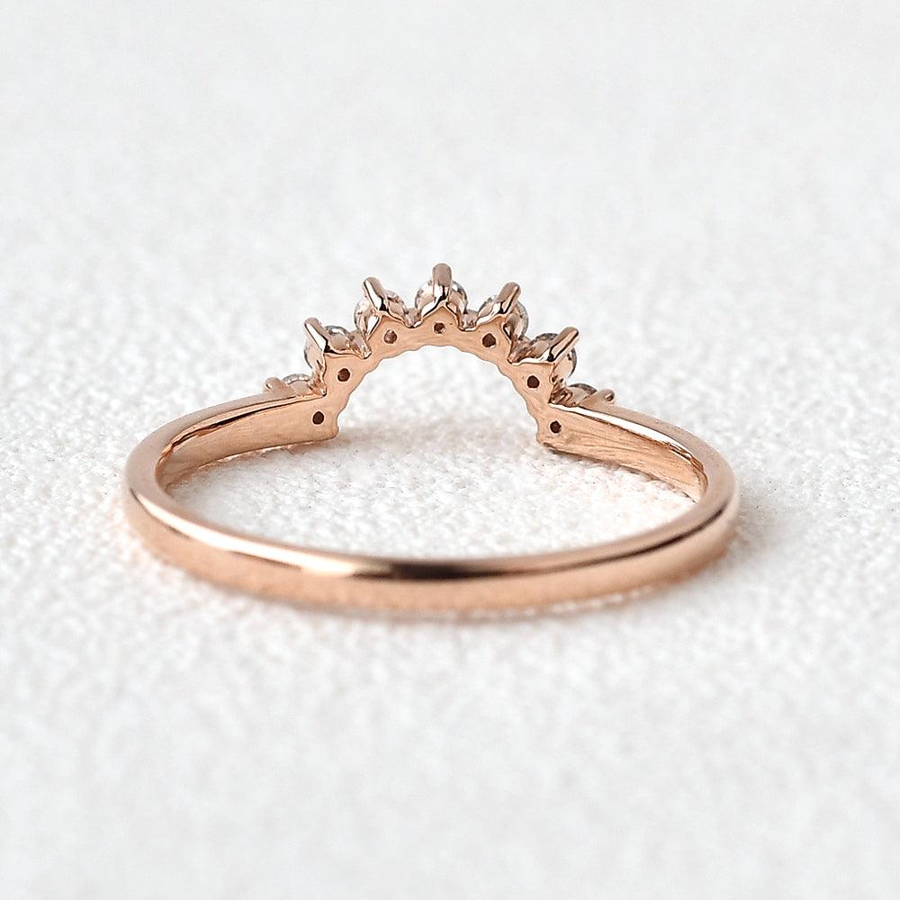 Moissanite Curved Yellow Gold Ring - Felicegals