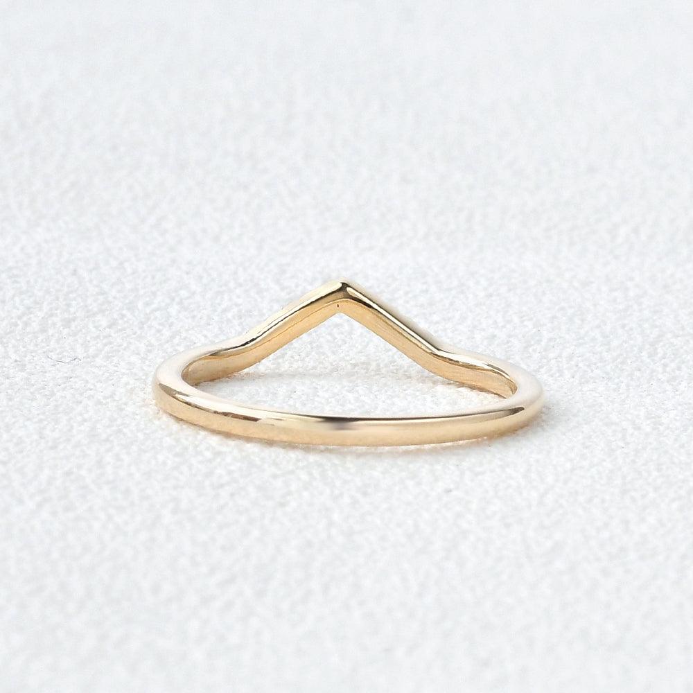 Chevron V Shaped Moissanite Yellow Gold Ring - Felicegals