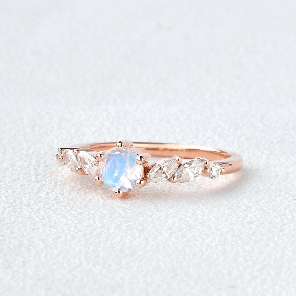 Moonstone & Moissanite Rose Gold Ring - Felicegals