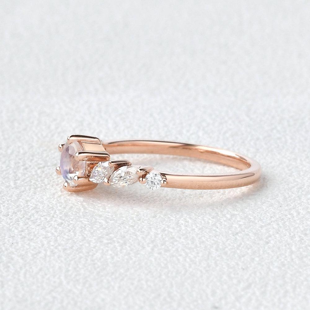 Moonstone & Moissanite Rose Gold Ring - Felicegals
