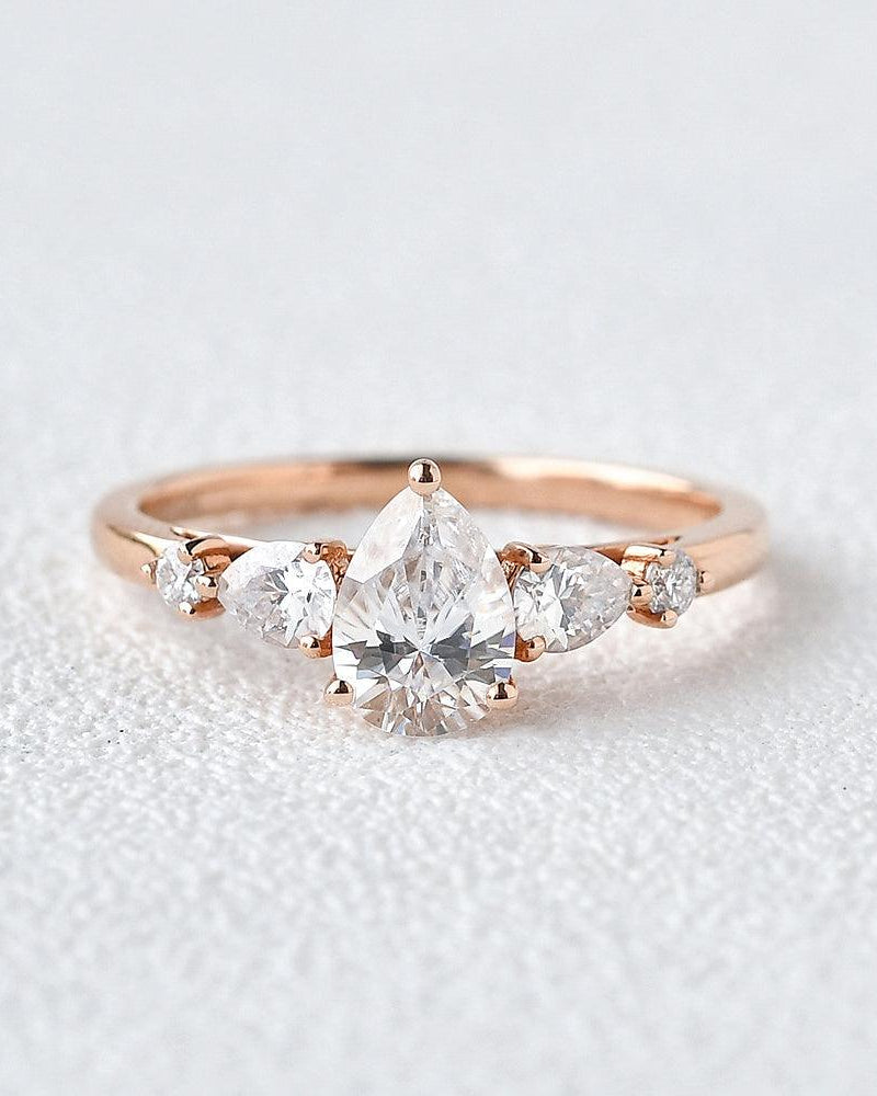 Pear Shaped Moissanite Rose Gold Ring - Felicegals