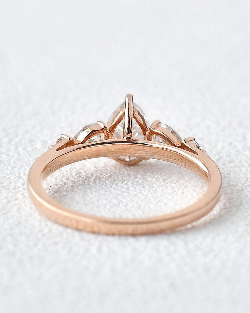 Pear Shaped Moissanite Rose Gold Ring - Felicegals