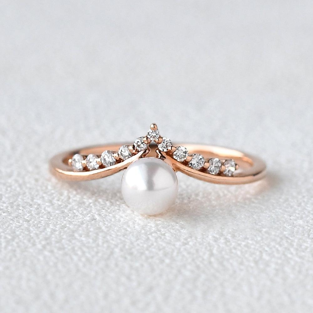 Pearl Vintage Cluster Rose Gold Ring - Felicegals