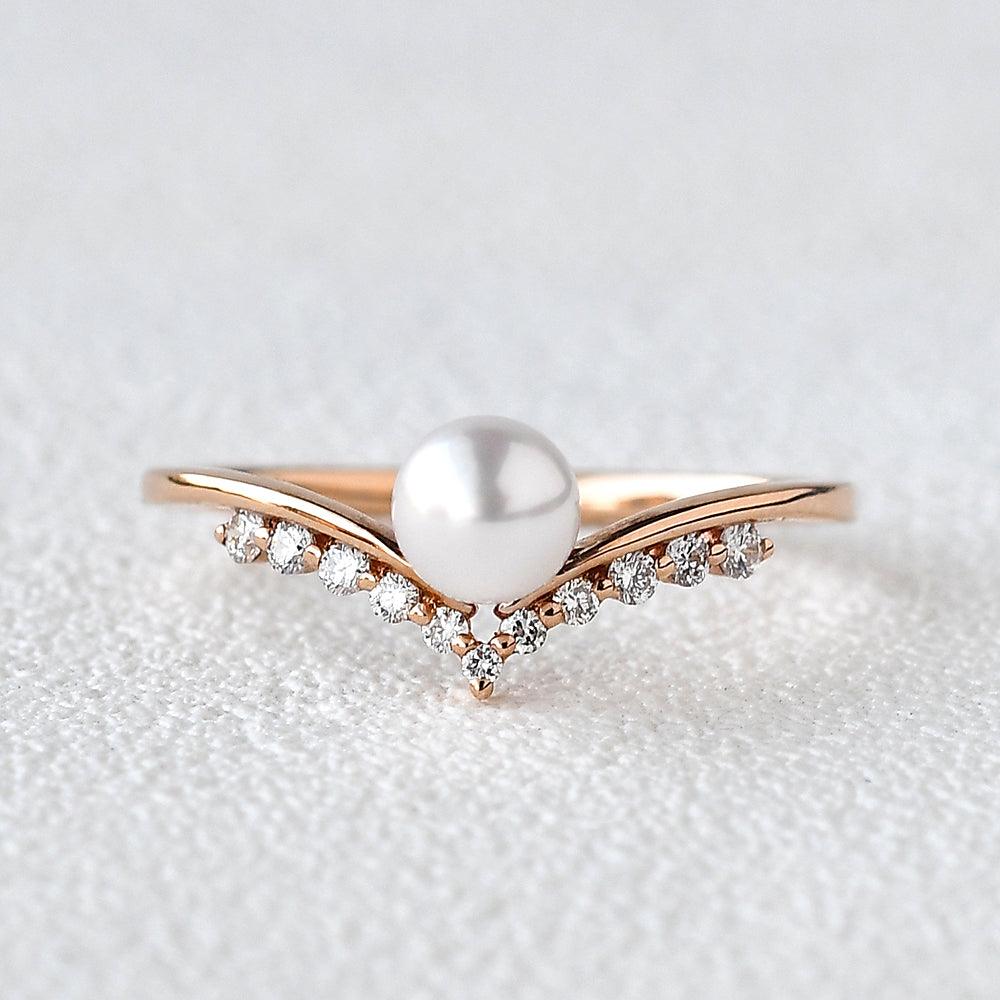 Pearl Vintage Cluster Rose Gold Ring - Felicegals
