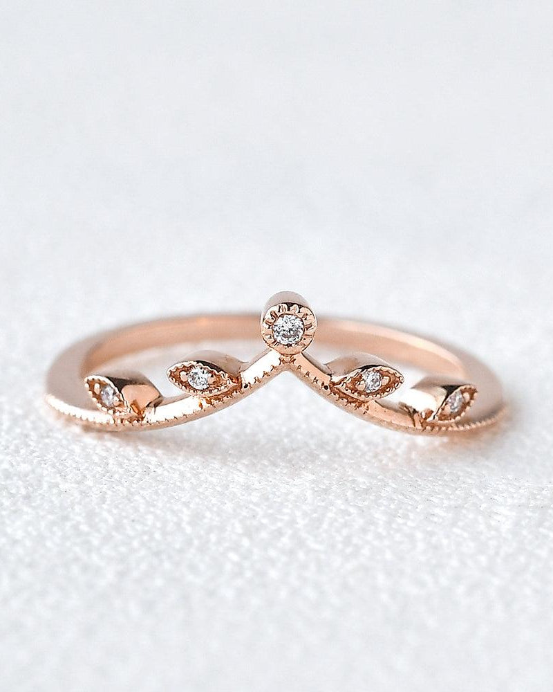 Chevron Rose Gold Moissanite Ring - Felicegals