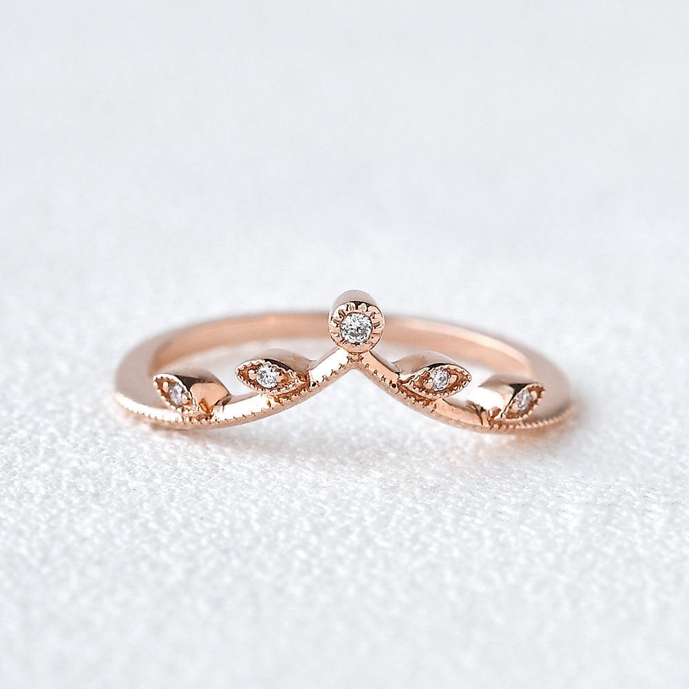 Chevron Rose Gold Moissanite Ring - Felicegals