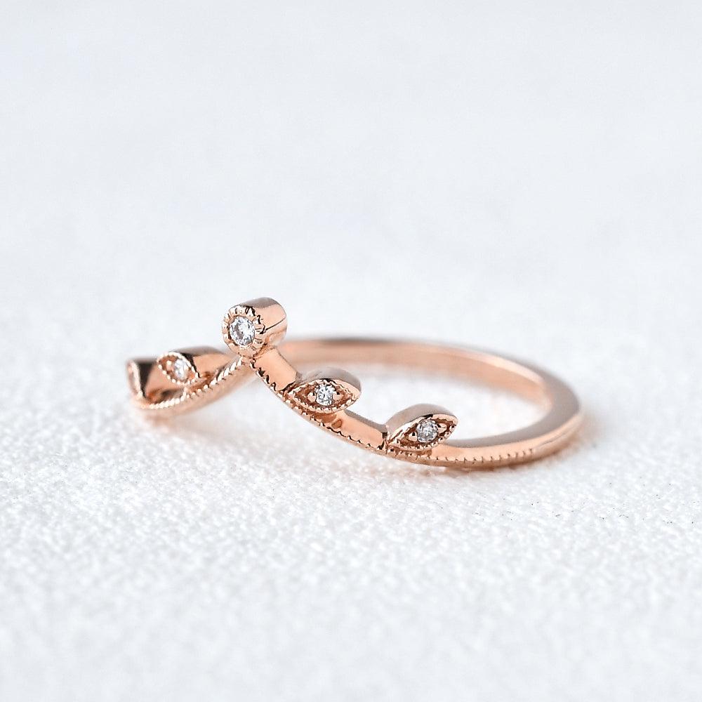 Chevron Rose Gold Moissanite Ring - Felicegals