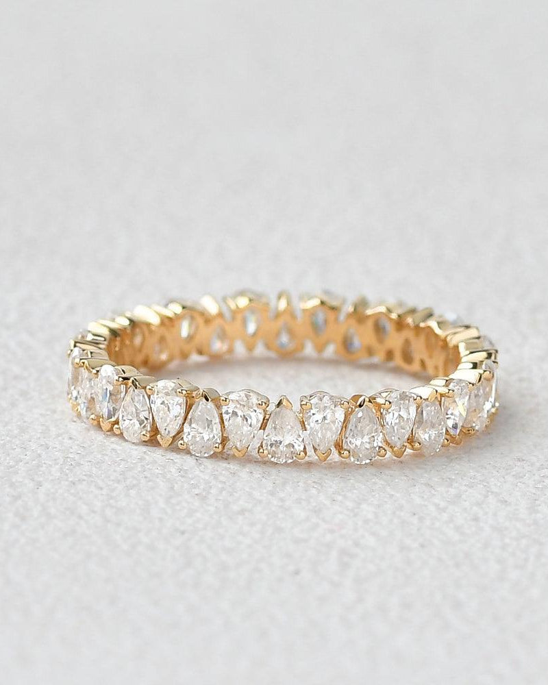 Pear Shaped Moissanite Wedding Band - Felicegals 丨Wedding ring 丨Fashion ring 丨Diamond ring 丨Gemstone ring--Felicegals