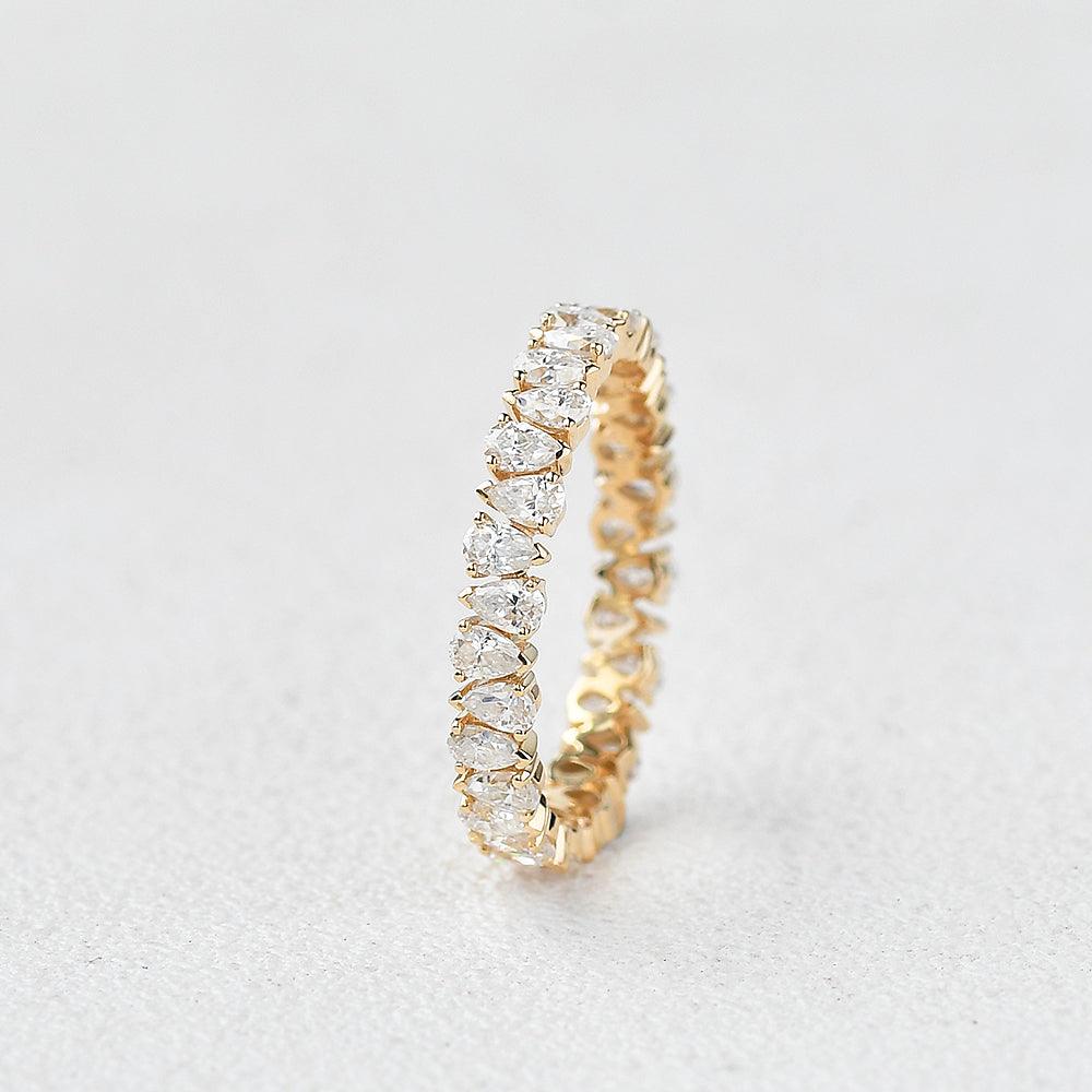 Pear Shaped Moissanite Wedding Band - Felicegals 丨Wedding ring 丨Fashion ring 丨Diamond ring 丨Gemstone ring--Felicegals