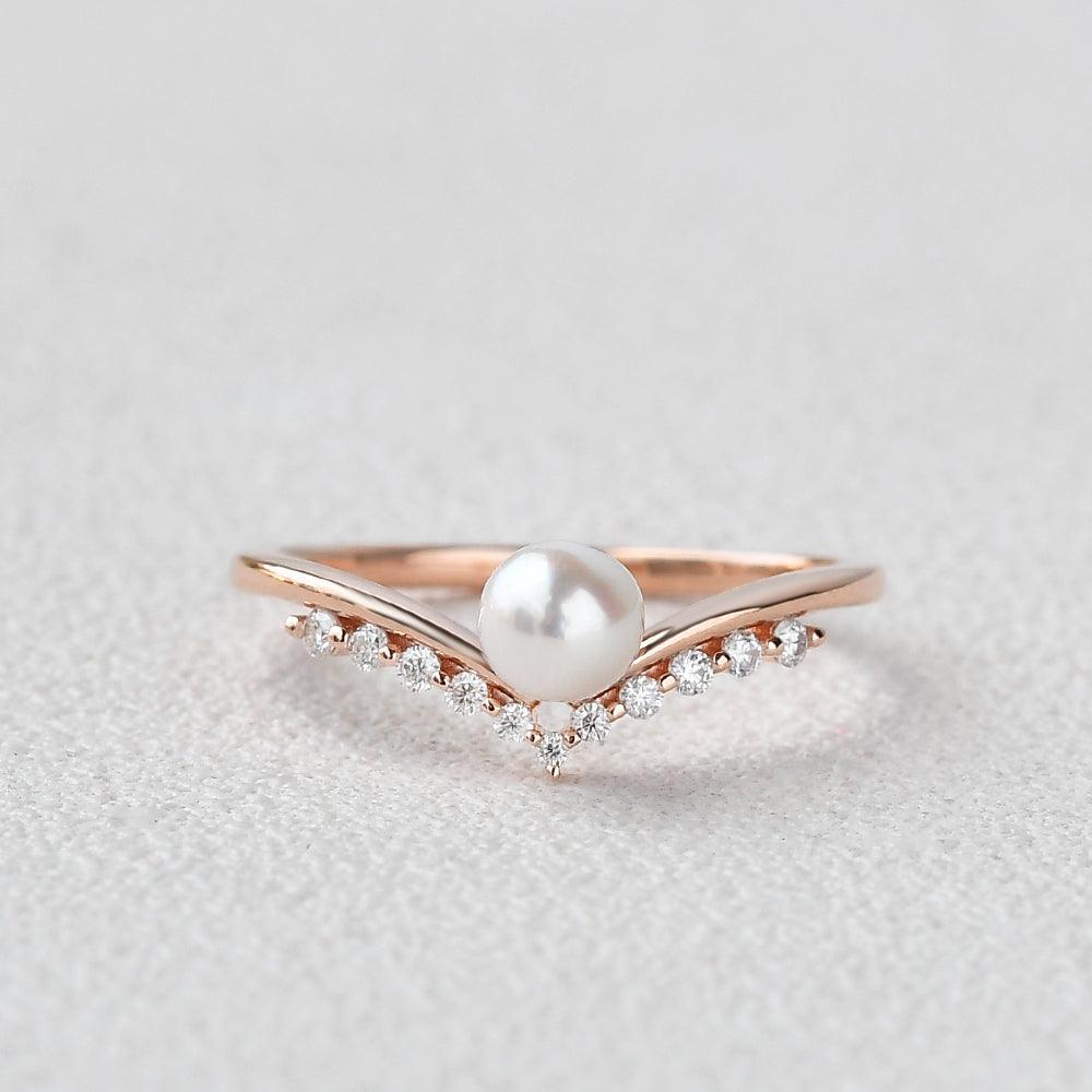 Pearl Vintage Cluster Rose Gold Ring - Felicegals 丨Wedding ring 丨Fashion ring 丨Diamond ring 丨Gemstone ring--Felicegals