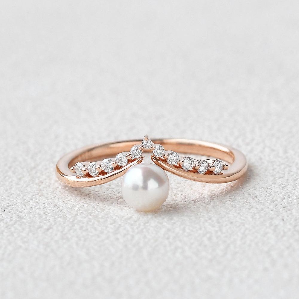 Pearl Vintage Cluster Rose Gold Ring - Felicegals 丨Wedding ring 丨Fashion ring 丨Diamond ring 丨Gemstone ring--Felicegals