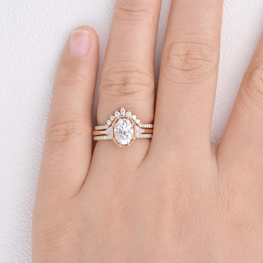 Geometric Moissanite Retro Style Ring Set 3pcs - Felicegals