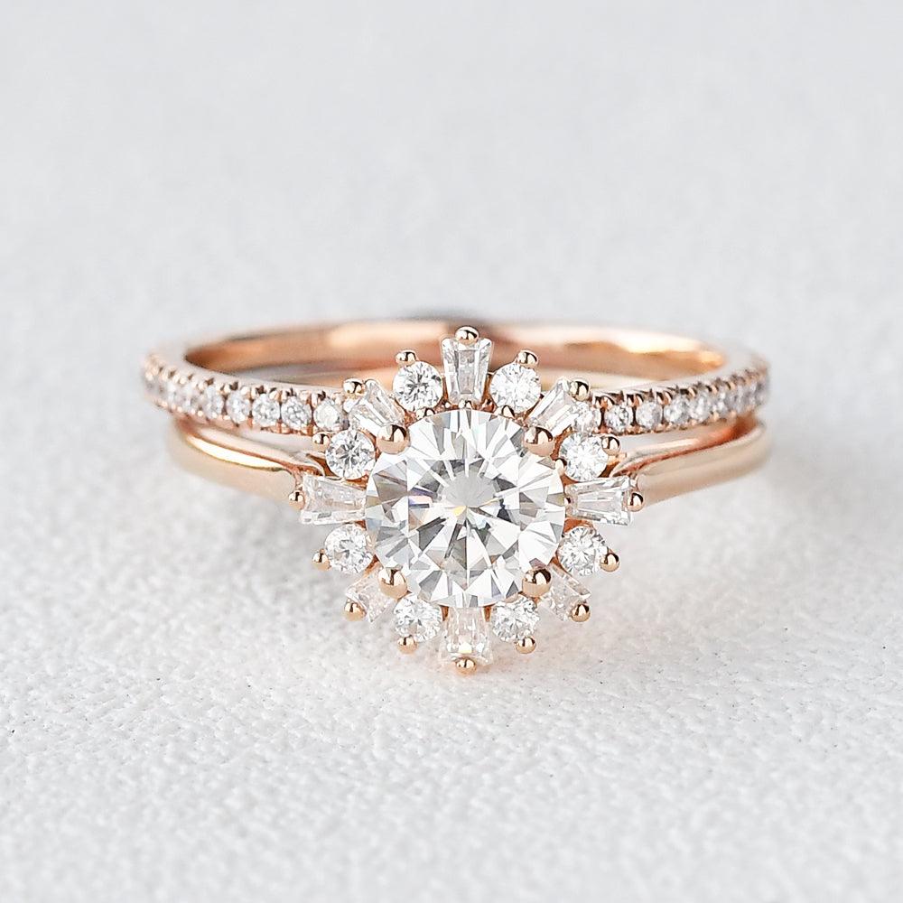 Moissanite Halo Inspired Eternity Ring Set 2pcs - Felicegals