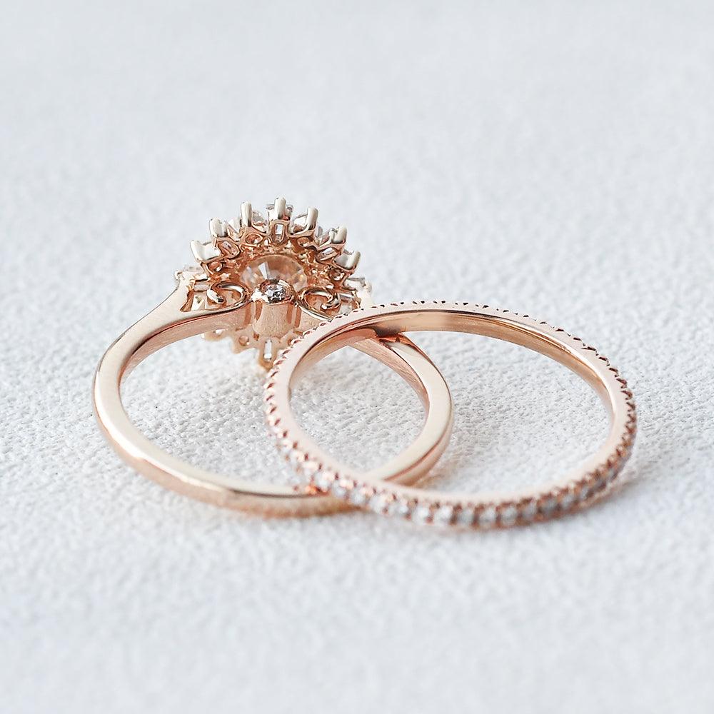 Moissanite Halo Inspired Eternity Ring Set 2pcs - Felicegals