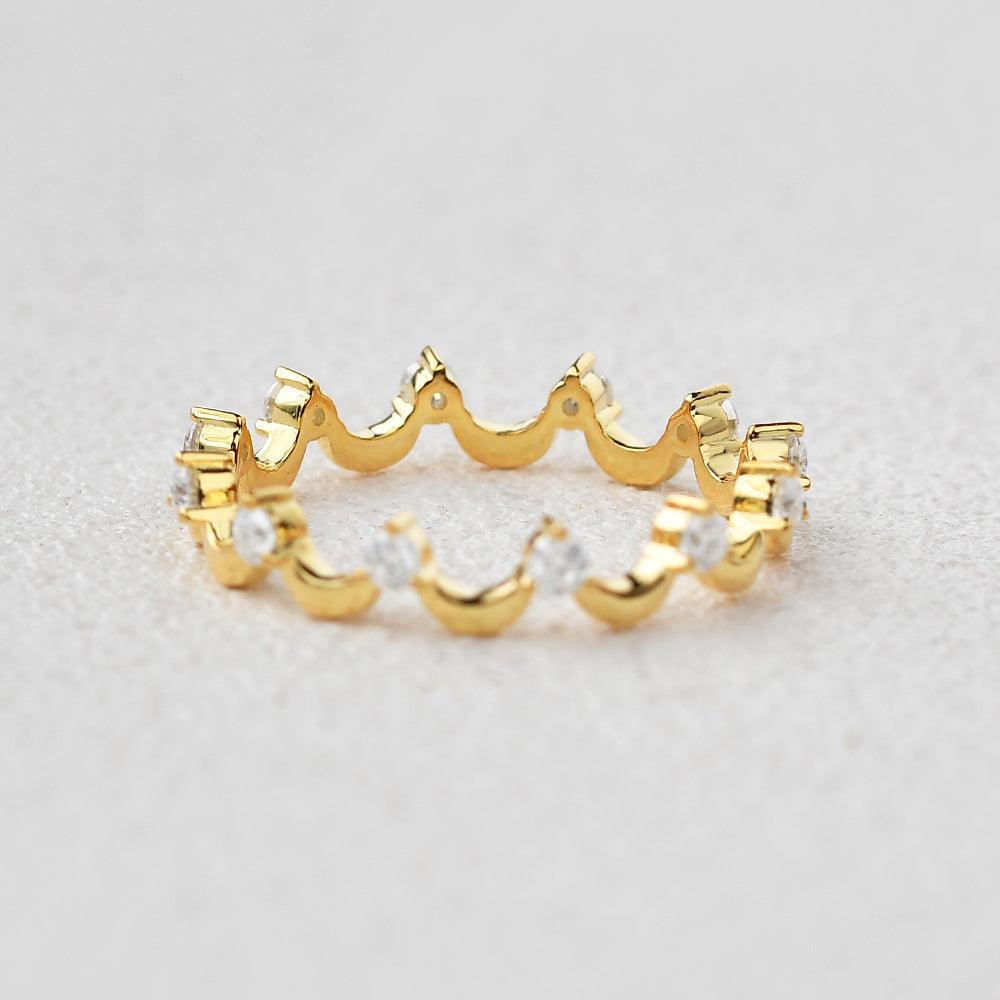 Moissanite Wave Inspied Cluster Rose Gold Band - Felicegals 丨Wedding ring 丨Fashion ring 丨Diamond ring 丨Gemstone ring--Felicegals 丨Wedding ring 丨Fashion ring 丨Diamond ring 丨Gemstone ring