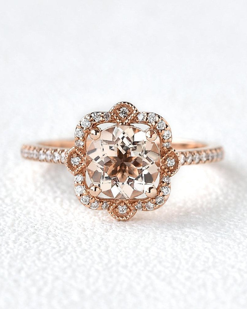 Peachy Morganite Rose Gold Ring - Felicegals
