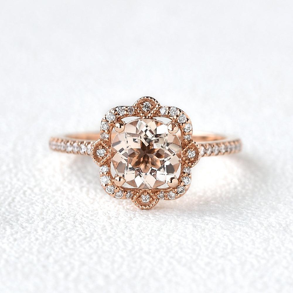 Peachy Morganite Rose Gold Ring - Felicegals